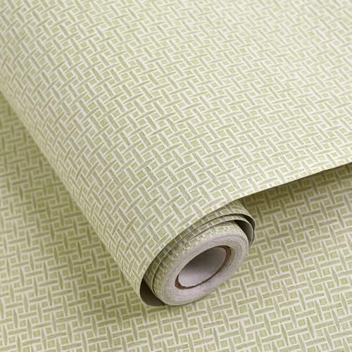 Sage green woven-look wallpaper roll