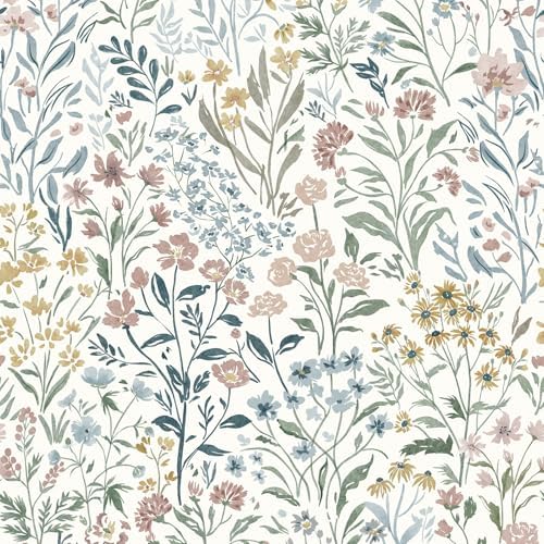 Airy multicolor wildflower wallpaper
